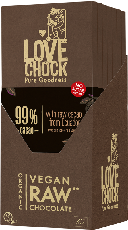 99% chocolate sin azúcar - Orgánico, crudo, vegetal y sostenible