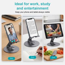 NOVOTECK Z-093 Soporte Giratorio Plegable para Teléfono – Soporte Metálico Ajustable 360° para Smartphones y Tabletas