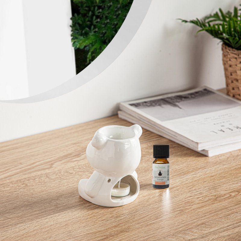 Céramy Series Parfumebrænder – Teddy – Lakeret keramisk lysestage – Spredning af duftvoks, æteriske olier – Dekorativ gaveidé