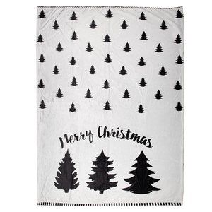 Plaid 130x170 cm White Black Polyester Christmas Tree Blanket