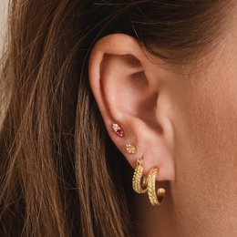 Ørestik zirconia champagne guld