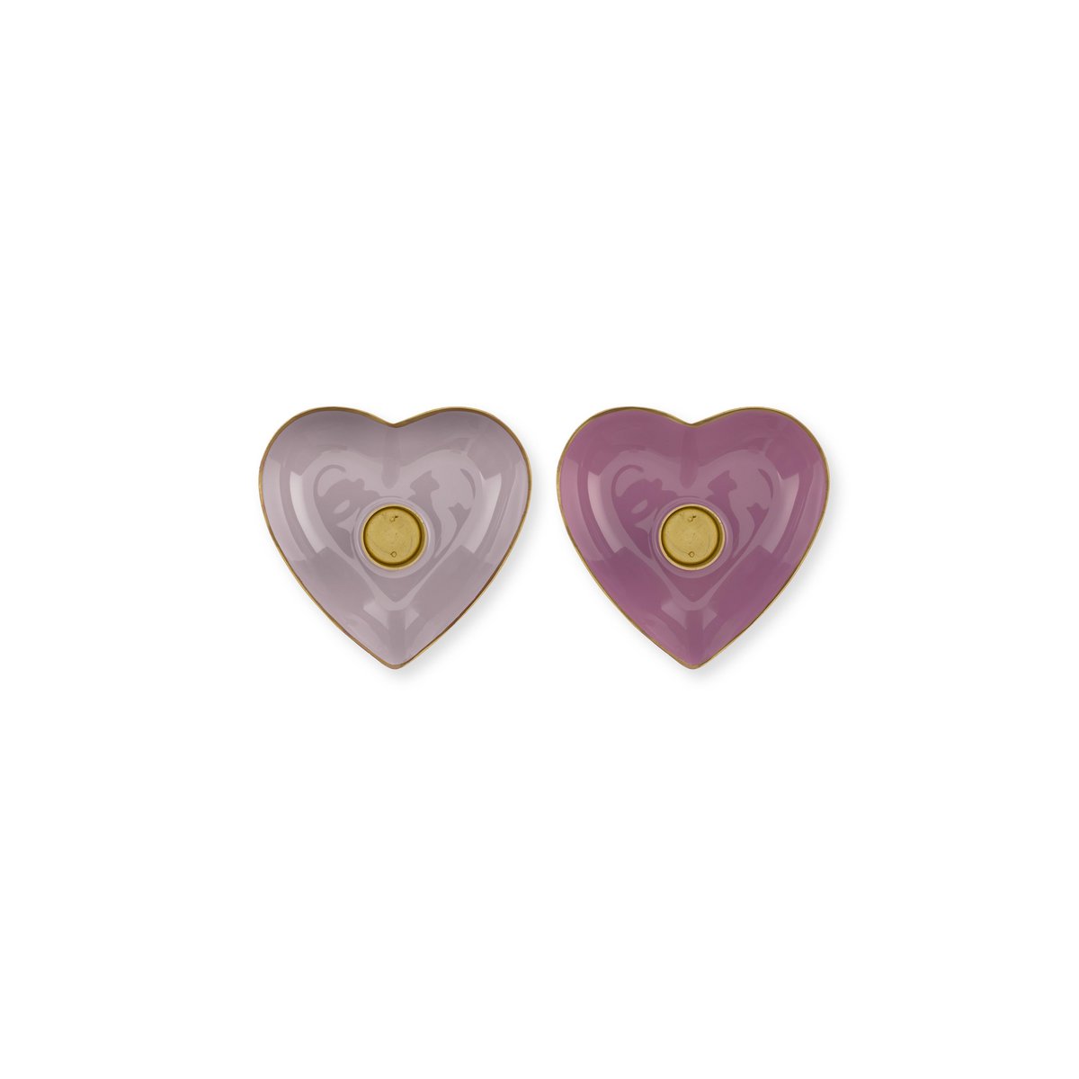 Set/2 Candle Holders Metal Heart Lilac 10x3cm