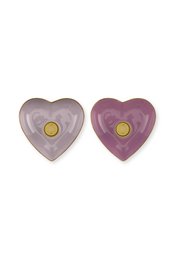 Set/2 Candle Holders Metal Heart Lilac 10x3cm