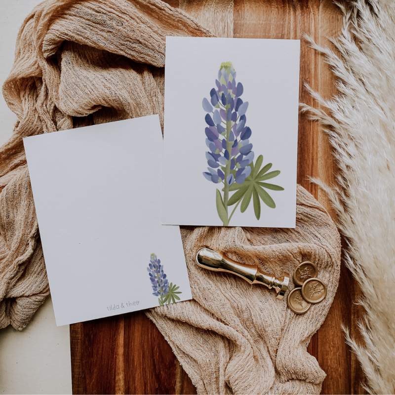 Postkarte Blume Lupinen - Botanische Grußkarte Lupinen Island - Iceland Lupines Flower Card