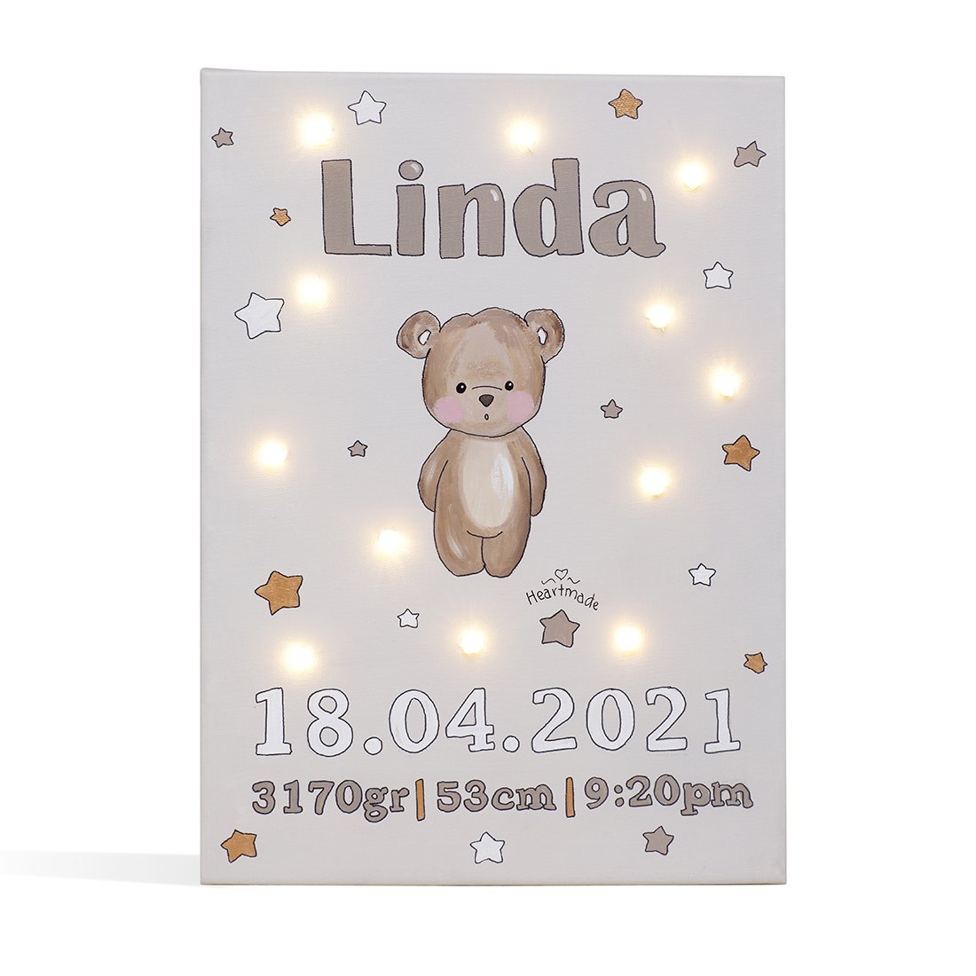 Oso Pardo (Información de Nacimiento) Lona de Luz Led