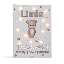Ours Brun (Informations de naissance) Toile Lumineuse Led