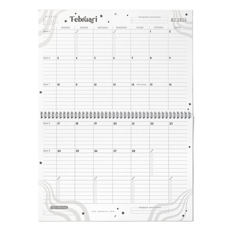 LUNA Family Planner 2025 // XL Monthly Calendar Family Planner Six Persons