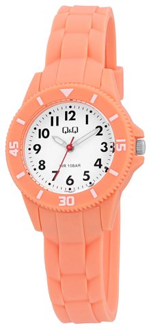 Q&Q kinder-/jeugdhorloge met harsband, Ø 30 mm, oranje