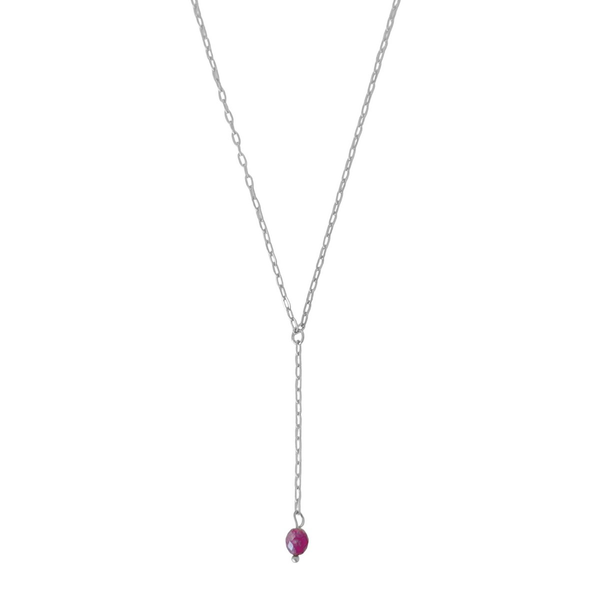 Lariat-Halskette, Burgunder-Granat – Silber