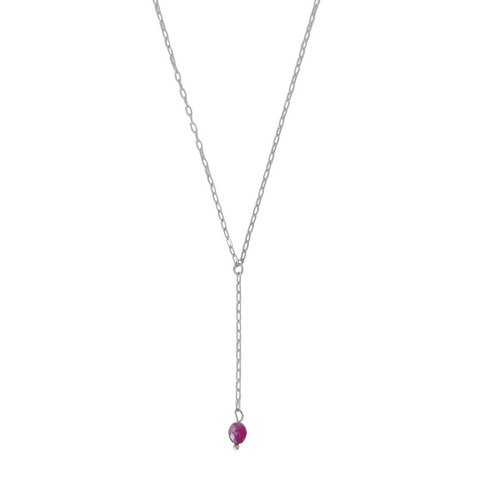 Lariat-Halskette, Burgunder-Granat – Silber