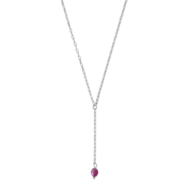 Lariat-Halskette, Burgunder-Granat – Silber