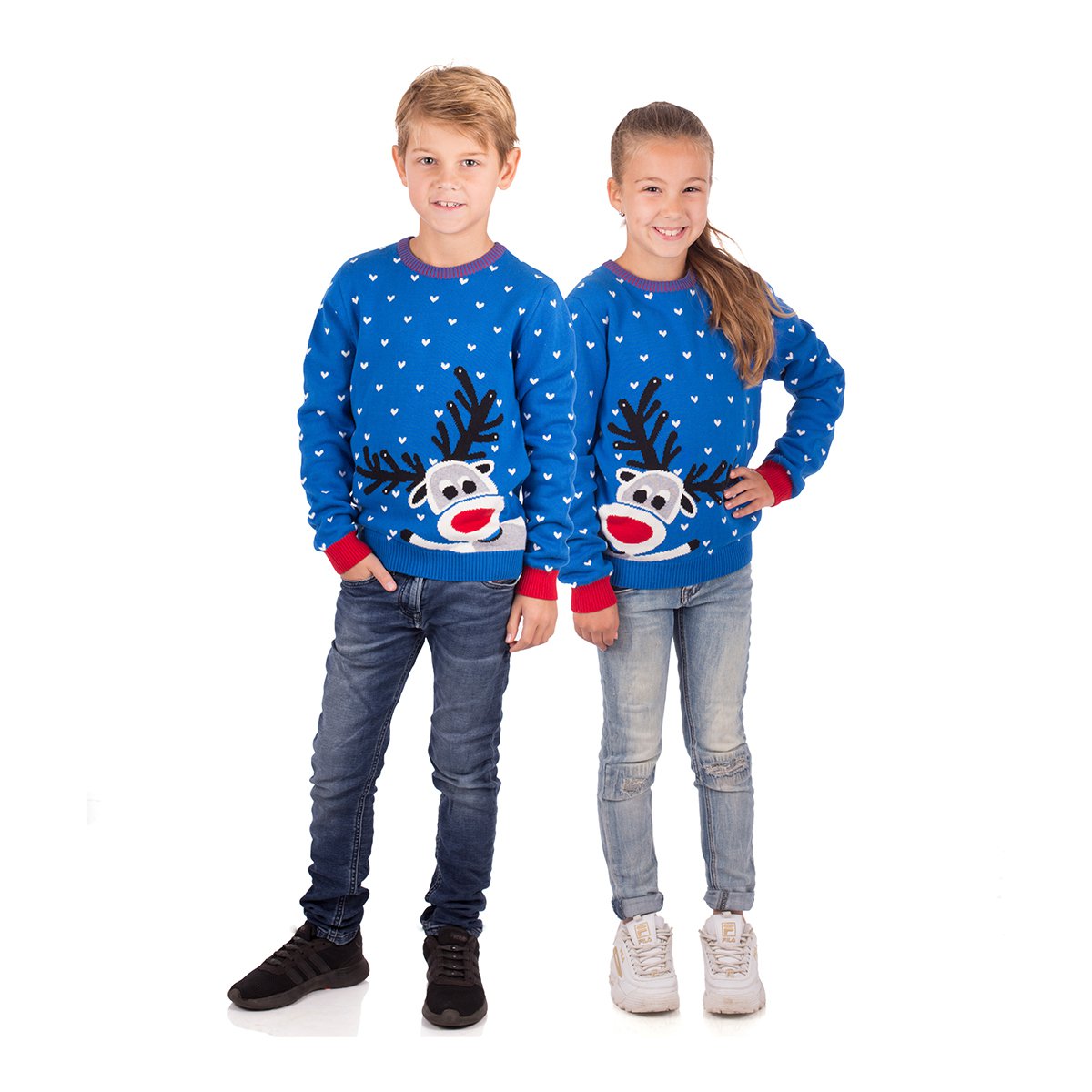 Świąteczny sweter dzieci - Reindeer Blue