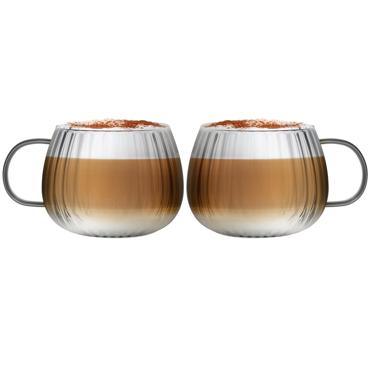 ZESTAW 2 szklanek jednościennych z szarym uchwytem 350 ml TULIP 1203