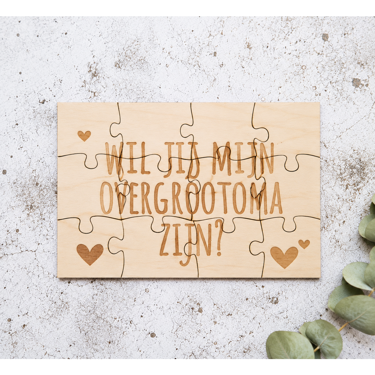 Aankondiging houten puzzel | overgrootoma