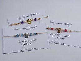 Schutzengel Edelstein Armband mit Makramee