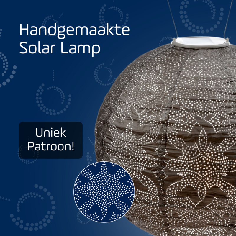 Lumiz Solar Lampion Marrakesh Round - Solarne oświetlenie ogrodowe - 30 cm - Taupe