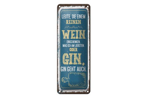 Tinnen bord met de tekst 27x10 cm mensen die pure wijn schenken decoratief bord