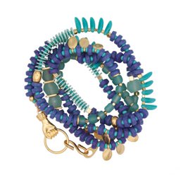 BUENAVENTURA versatile collana/bracciale con perline blu e acqua