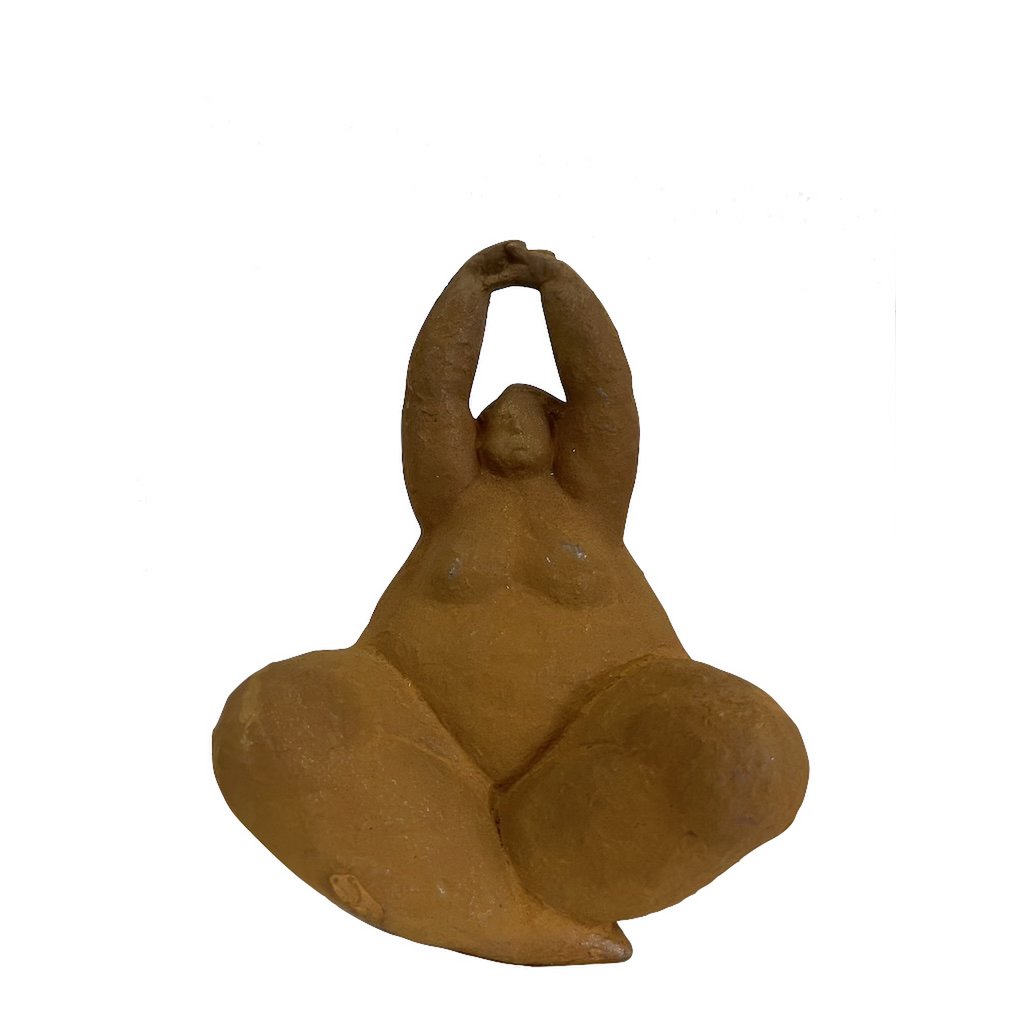 Mujer de hierro fundido en postura de yoga, 19x14x23cm, 3kg