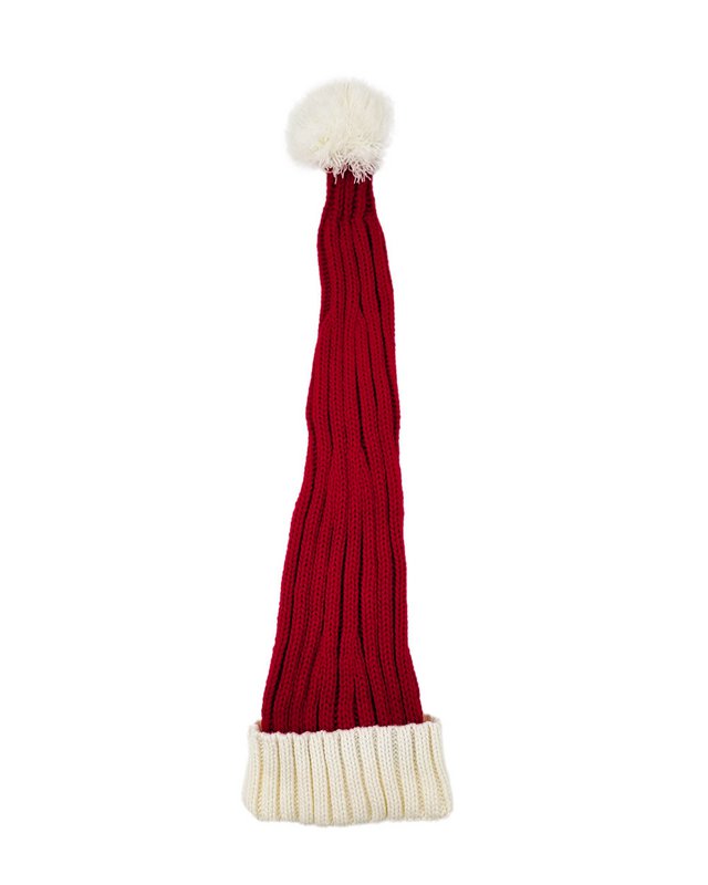 Santa hat - Red with white brim coarse knit