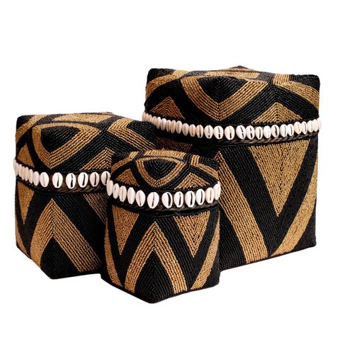 Tutty Boxes, schwarz / gold - 3er Set