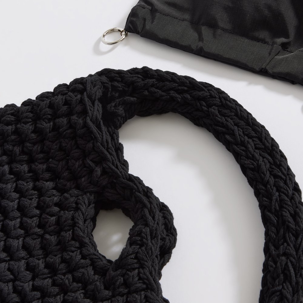 Sac seau au crochet « Apollo coton » avec pochette imperméable noir