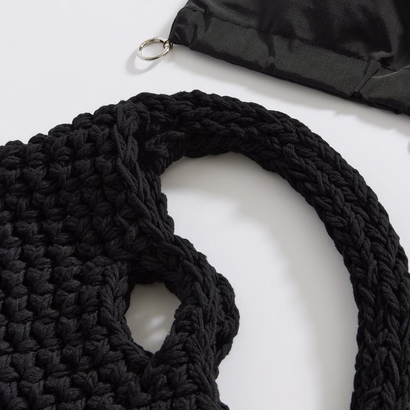 Borsa a secchiello “Apollon cotton” all'uncinetto con custodia impermeabile nera