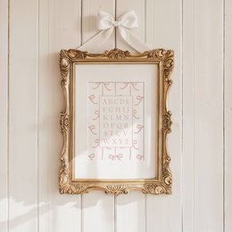 Alphabet poster, pink bow girls room print, classic alphabet poster, girls room poster, girls room poster, girls room print, girls nursery print, girls room decoration
