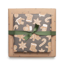 Doppelseitiges Geschenkpapier Weihnachten "Lebkuchen" Weihnachtsplätzchen in Beige und Braun aus 100% Recyclingpapier
