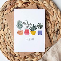 Faltkarte "Bunte Blumentöpfe"