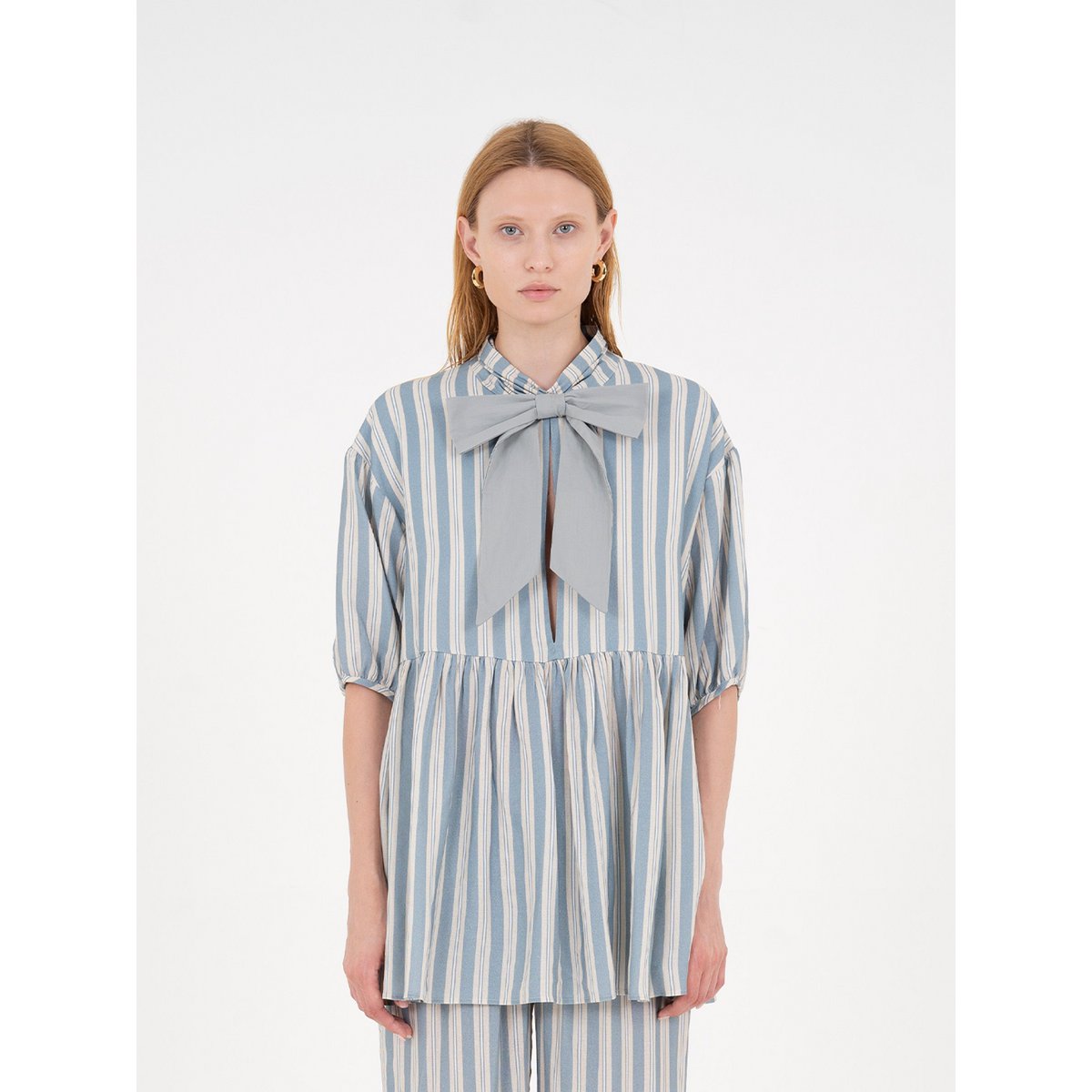 Manhattan Maxi blauw gestreepte blouse