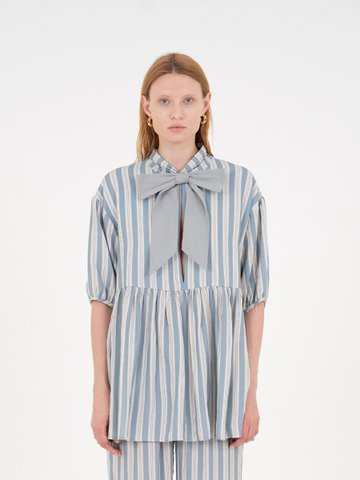 Manhattan Maxi blauw gestreepte blouse