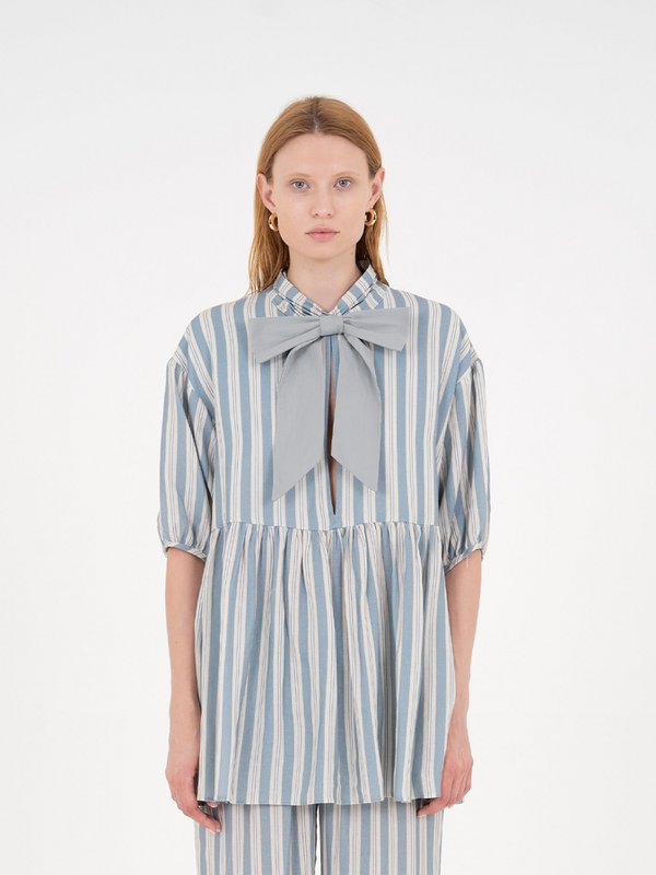 Manhattan Maxi blauw gestreepte blouse