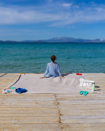 ATOM XXL strandhåndklæde i bomuld – 200x250 cm – Oversized picnickast – Beige