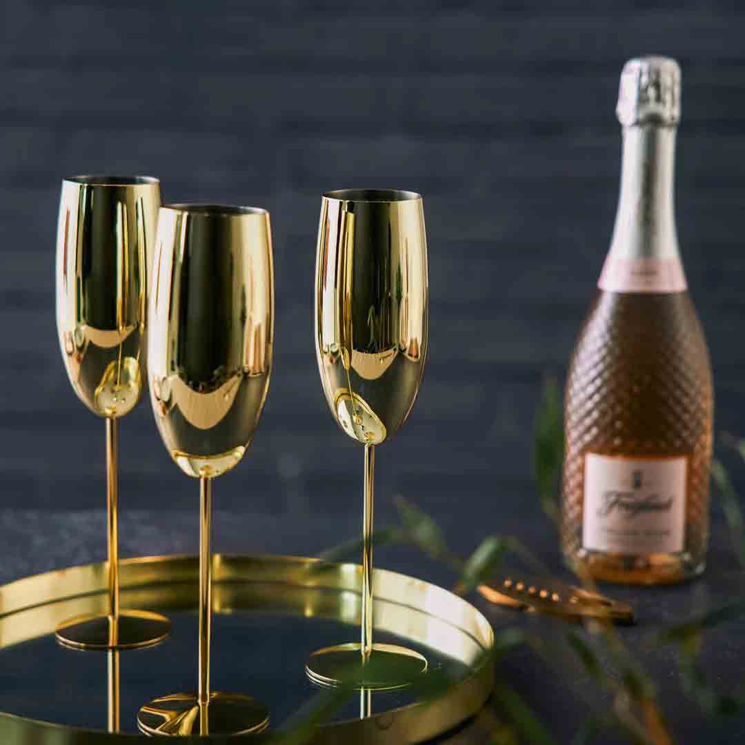 Champagne flute Goud 4x28,5cl