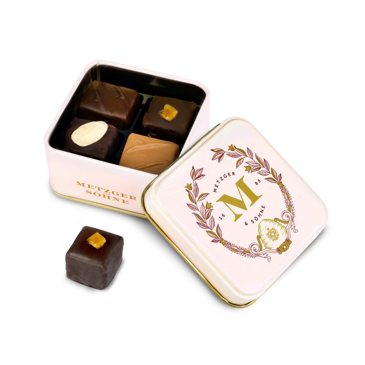 Petit Gingerbread Chocolates Tin - Pink