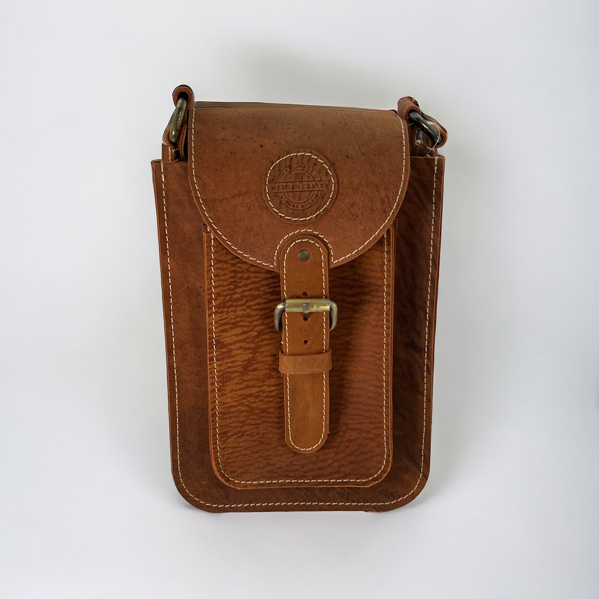 Bolso bandolera de cuero genuino hecho a mano