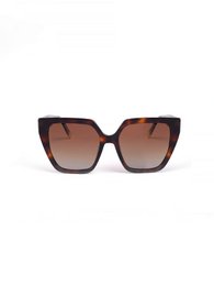 Leopard print sunglasses with a square frame and gradient brown lenses.
