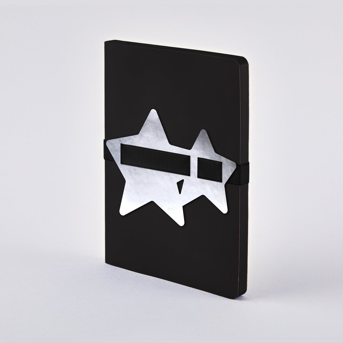 Voyager L Light - Stars  | Notebook A5+ | Dotted Journal | 3,5mm dot grid | 176 numbered pages | 120g Premium-Paper | Leather black | with pen and smartphone holder Stars  |  produced in Germany 
