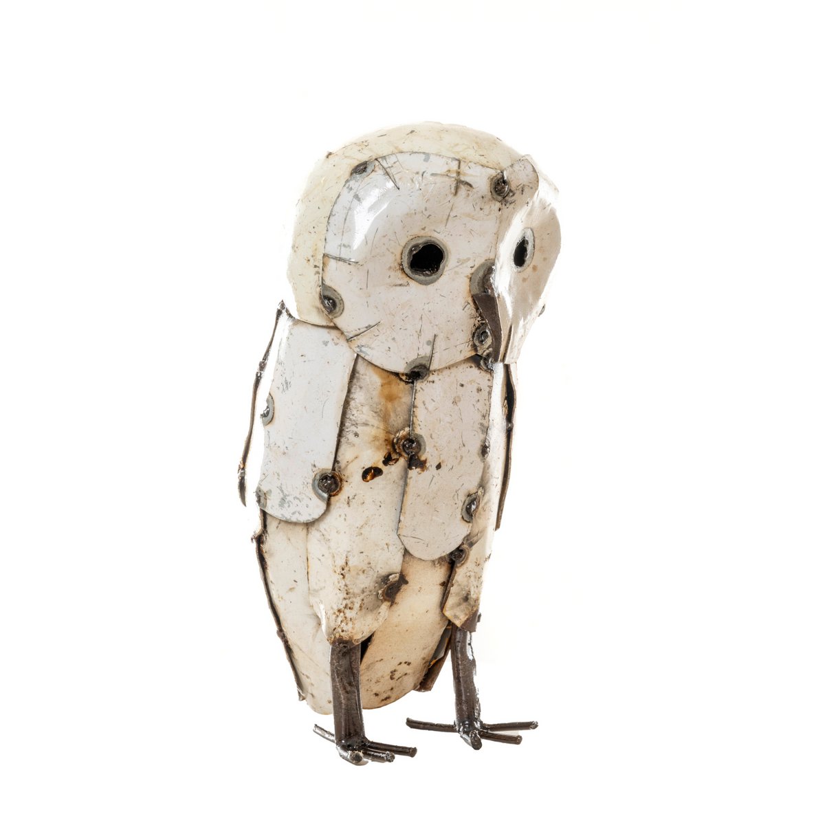 ZIMBA-ARTS METAL MEDIUM FEATHERED WHITE OWL