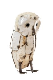 GUFO BIANCO PIUMATO MEDIO IN METALLO ZIMBA-ARTS
