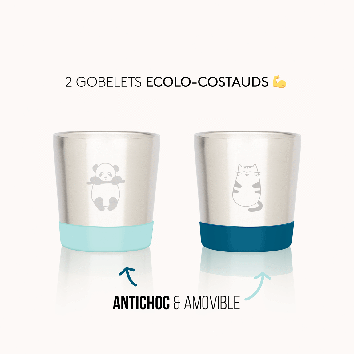 4 Gaspajoe double-walled stainless steel cups with Silicone bases
