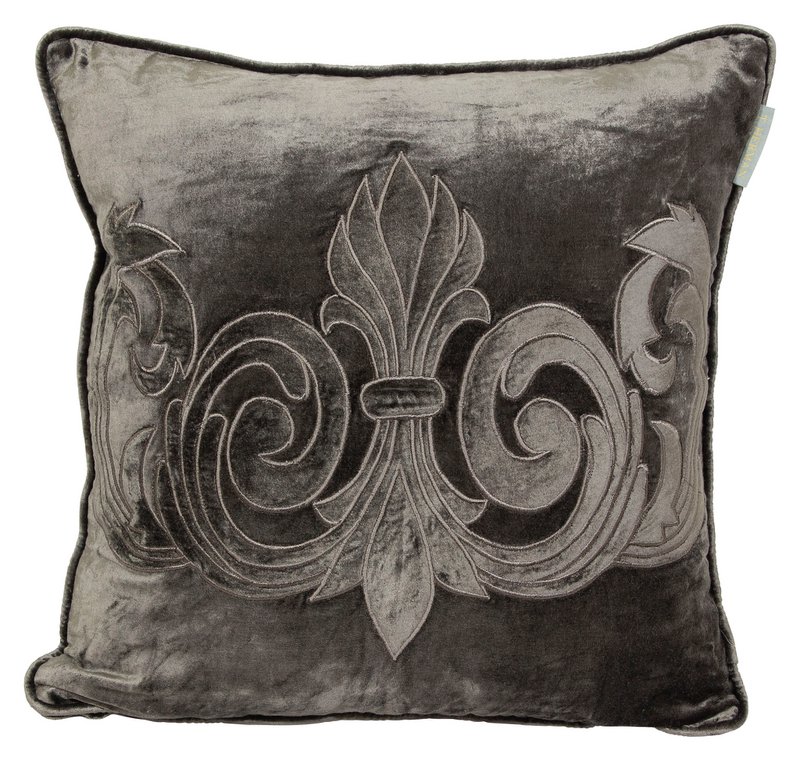 TAIE D'OREILLER VELOURS GRIS - CORNWALL