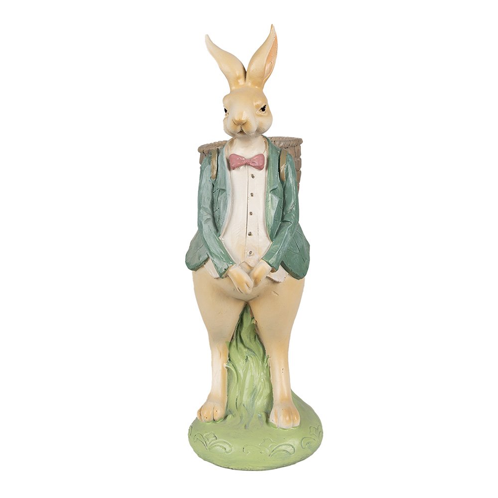 Rabbit statue 30 cm Brown Green Polyresin Easter decoration