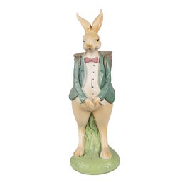 Rabbit statue 30 cm Brown Green Polyresin Easter decoration