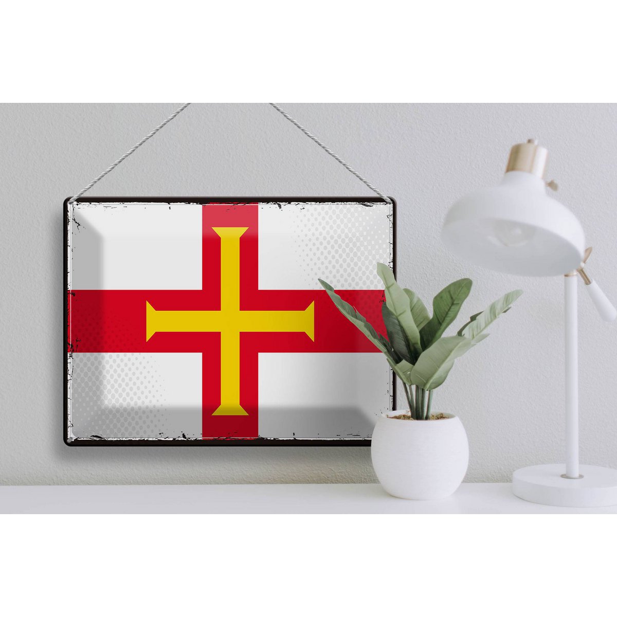 Blechschild Flagge Guernsey 40x30cm Retro Flag of Guernsey