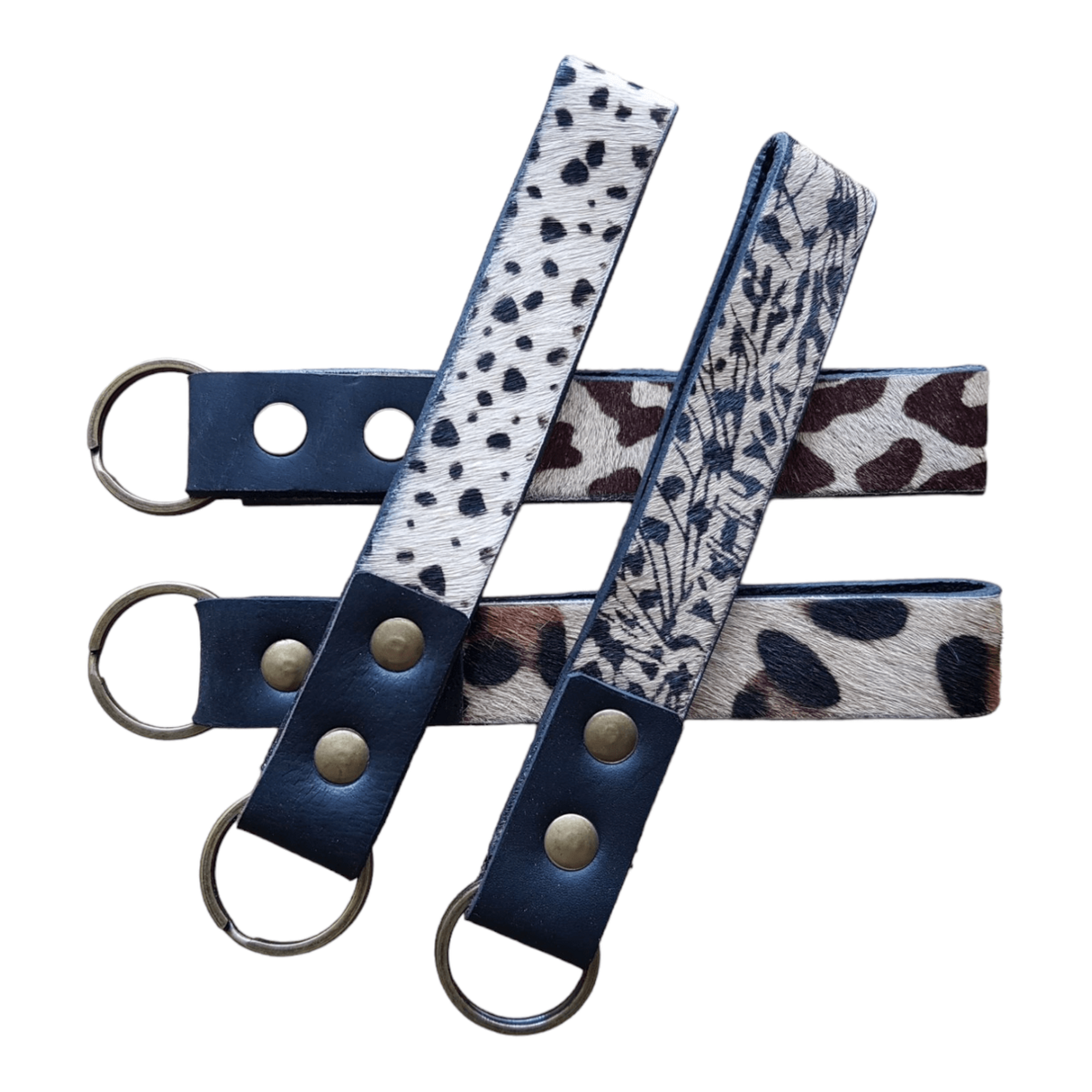 Leather lanyard keychain animal print