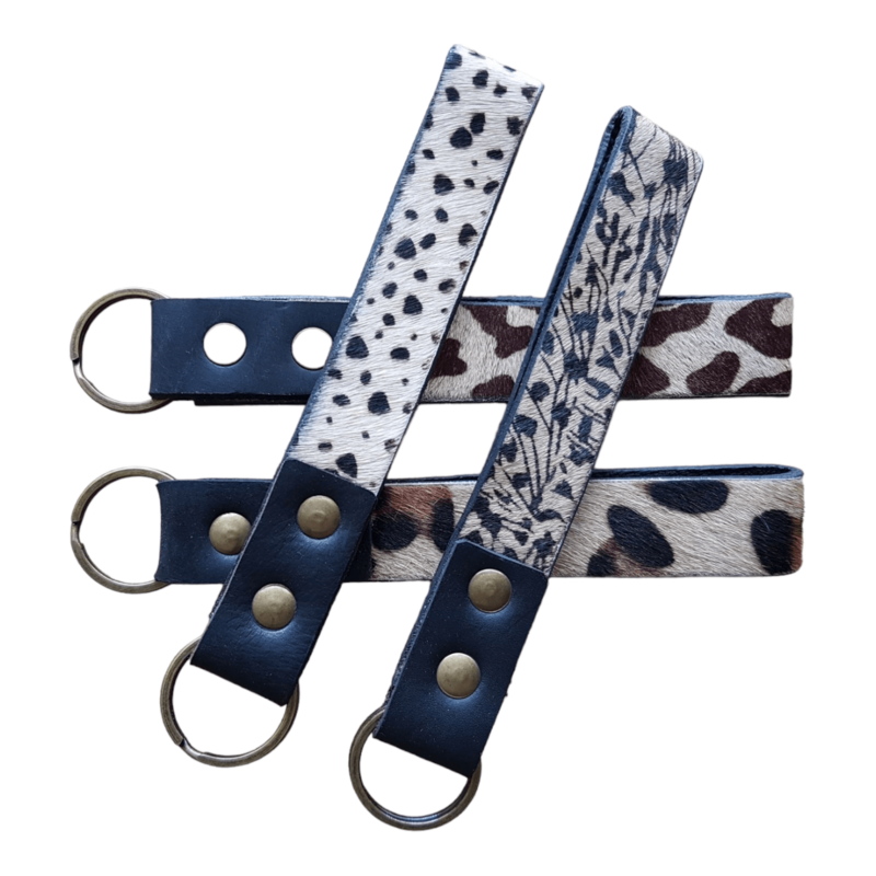 Leather lanyard keychain animal print