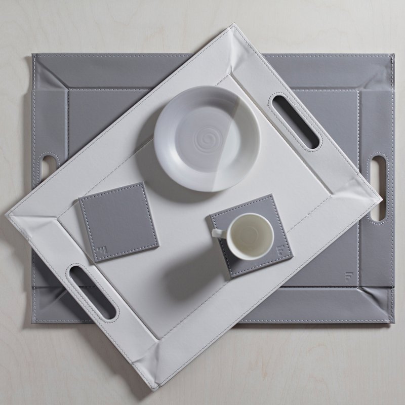Placemat DUO rechthoekig, grijs/wit