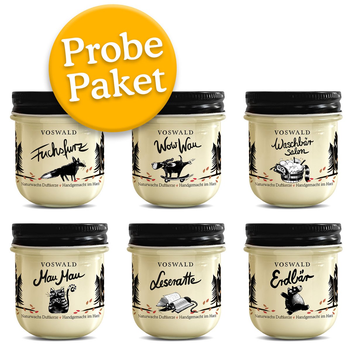 Voswald – sample package of scented candles – 6 different varieties